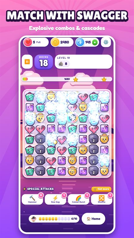 Gemsters gameplay with a combo on the board